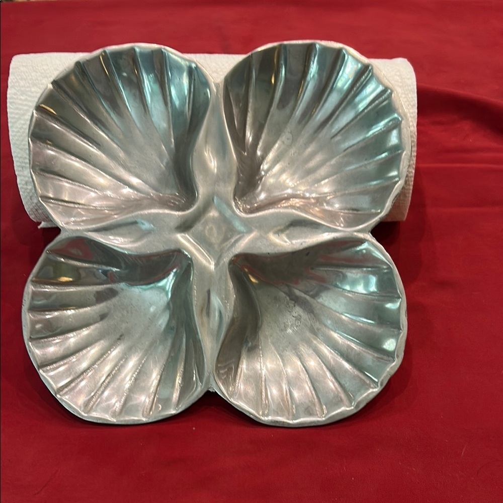 Elegant Silver Shell-Shaped Serving Dish . This is not sterling silver.